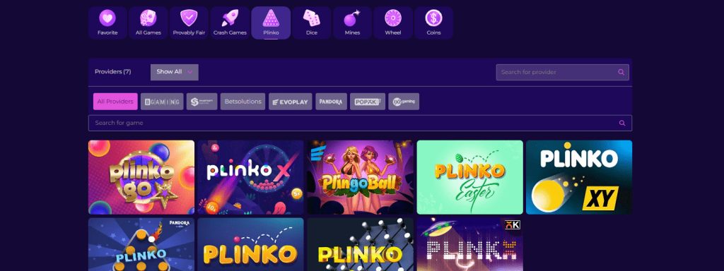 Lojë Plinko në kazino online.